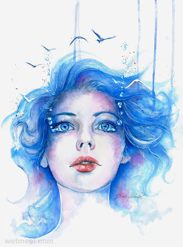 Awesome Water Colour Painting of a Girl
