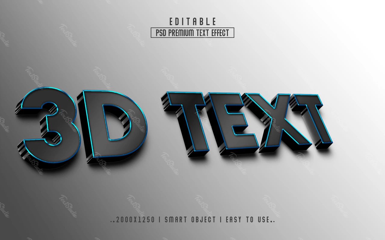 Black 3D Text Effect