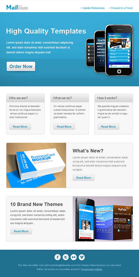 Business Email Newsletter Template – HTML and PSD