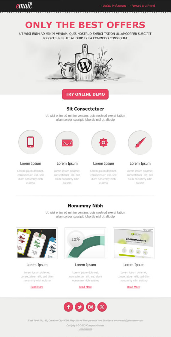 Clean Email Newsletter Template – HTML and PSD