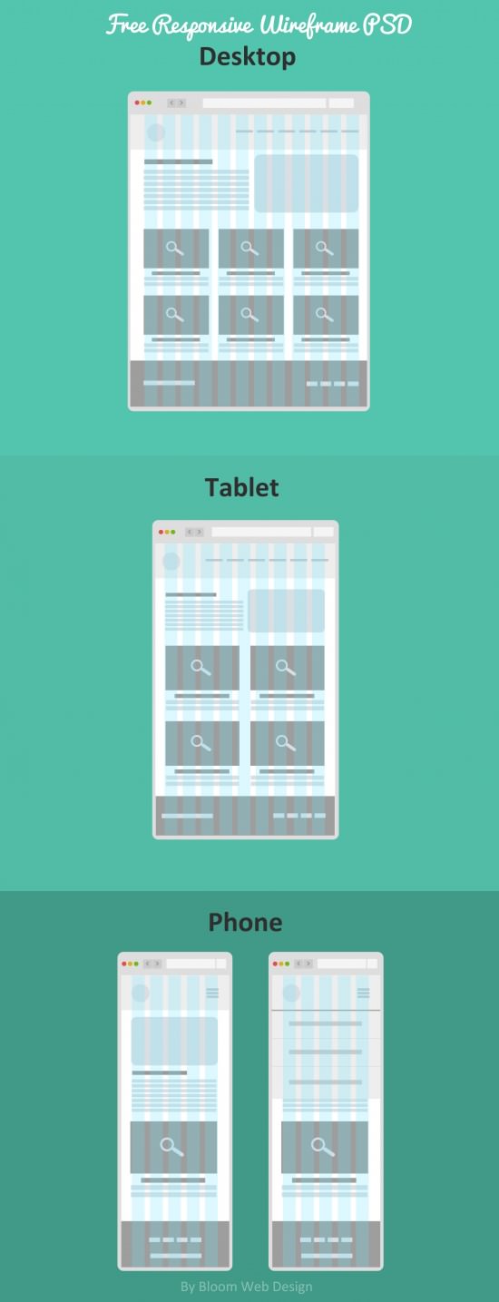 Flat Free Website WireFrame PSD