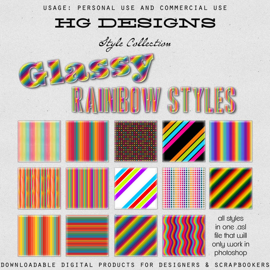 Glassy Rain Bow Stlyes for Photoshop