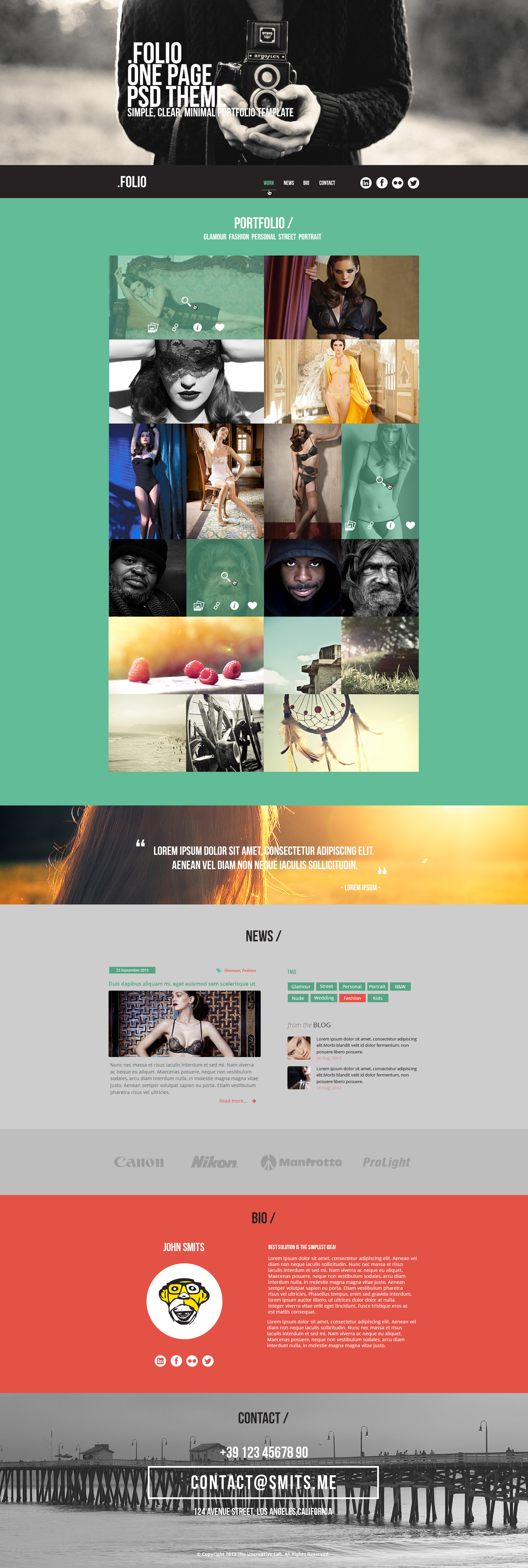 One Page PSD Theme