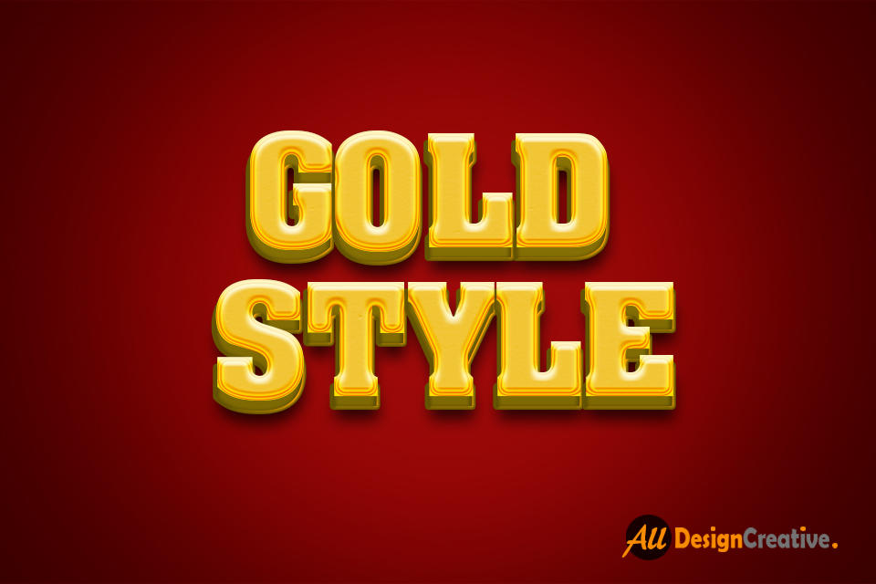 Realistic Gold Style 3D Text Effect PSD File