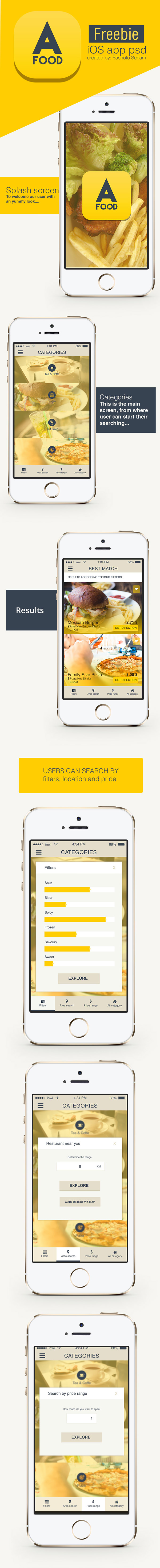 Restaurant Finder App Free PSD