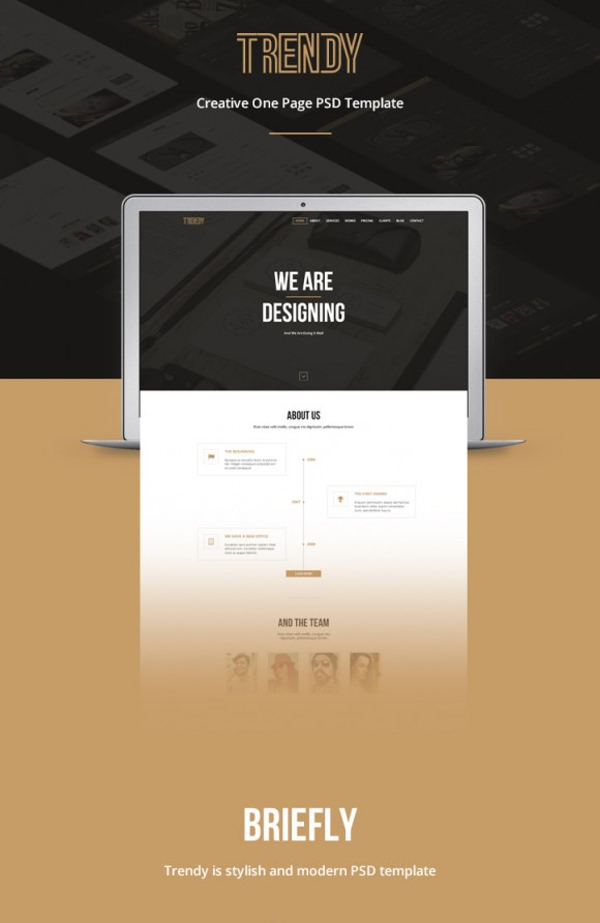 Trendy – Creative One Page PSD Template