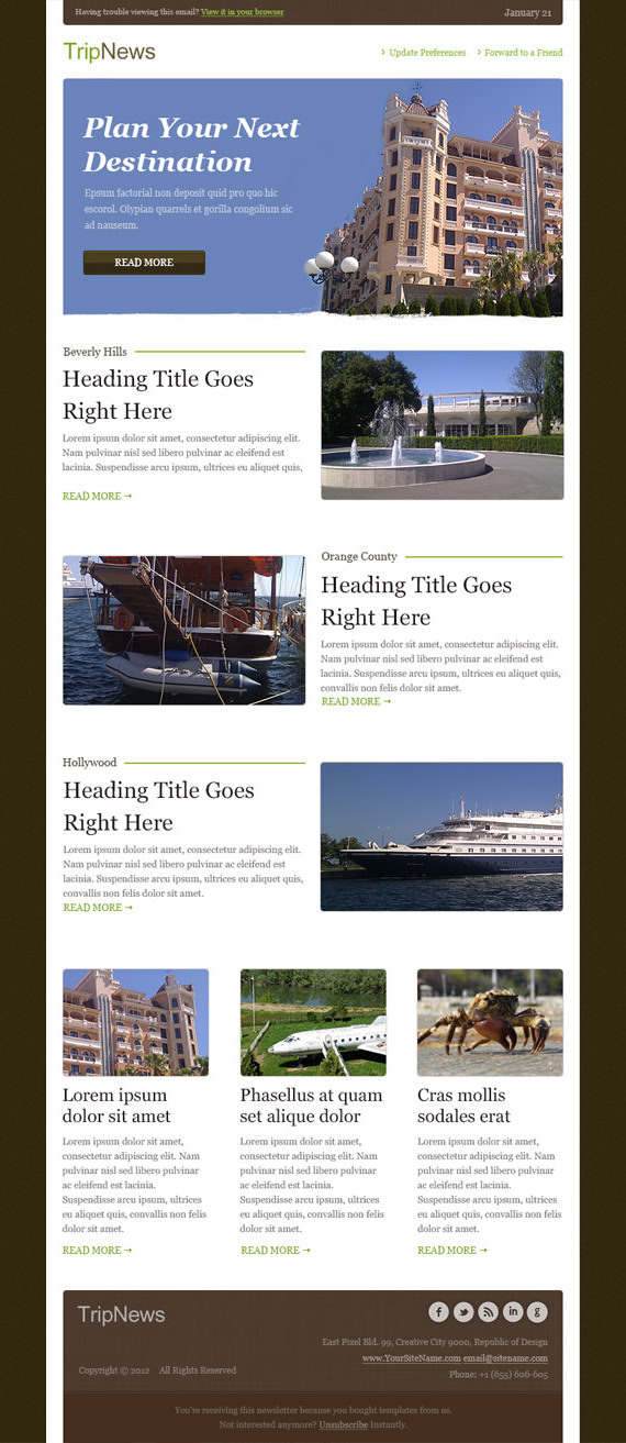 Trip News Email Newsletter Template – HTML and PSD
