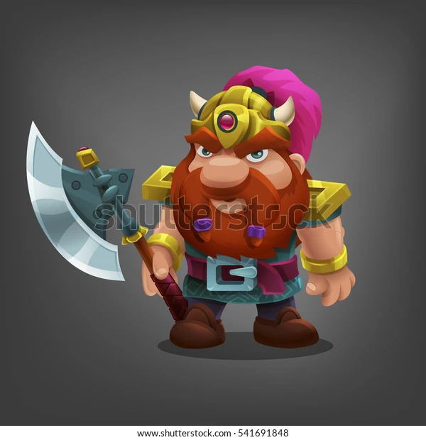 cartoon character dwarf axe game 600w 541691848