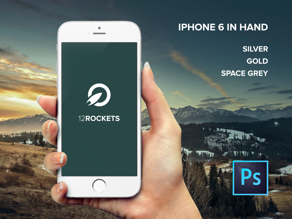 iPhone 6 in hand Free PSD mockup