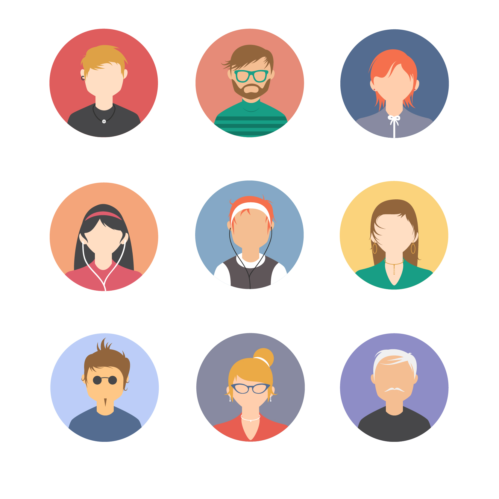 Download FREE 30+ Vector People Avatars Set in PSD