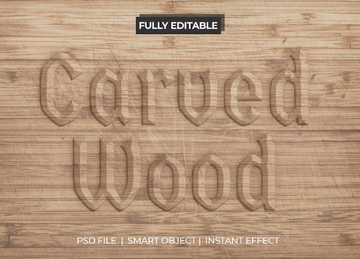 Carved wood Text Effect