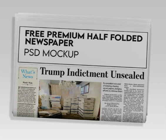 Free Half Folded Newspaper Mockup PSD