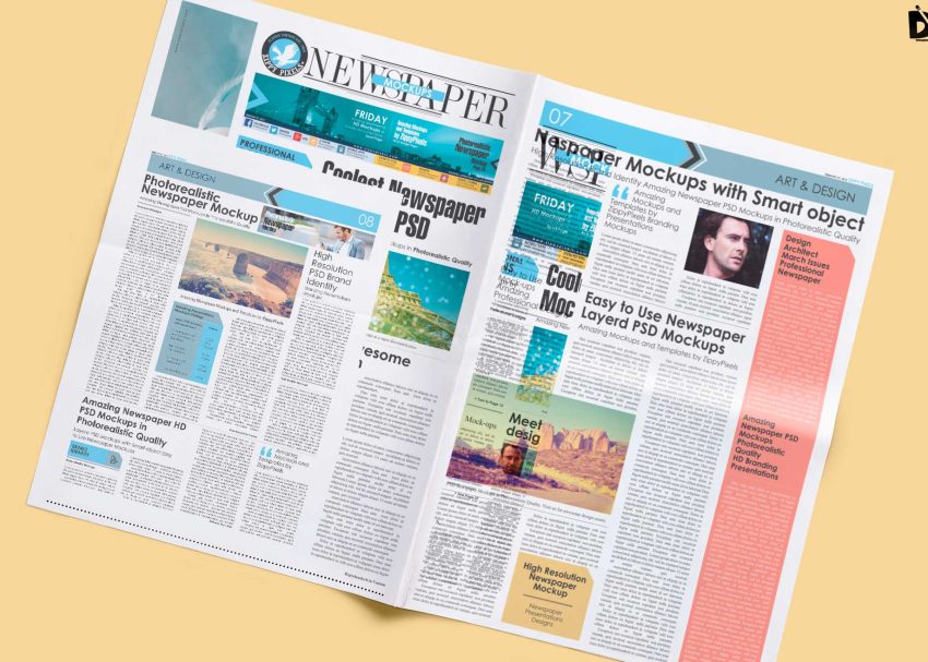 Free Opened Newspaper Mockup