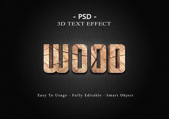 Premium PSD 3D Wood Text Style Effect