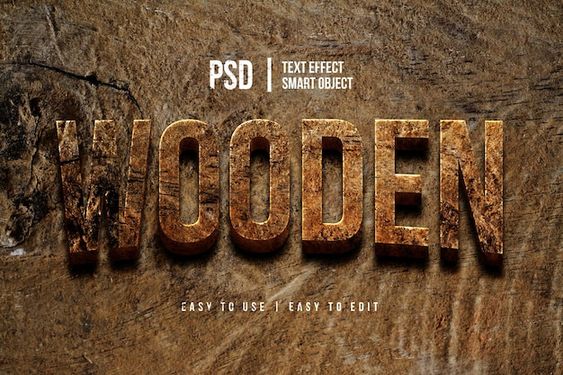 Premium PSD Wooden Texture Editable Text Effect