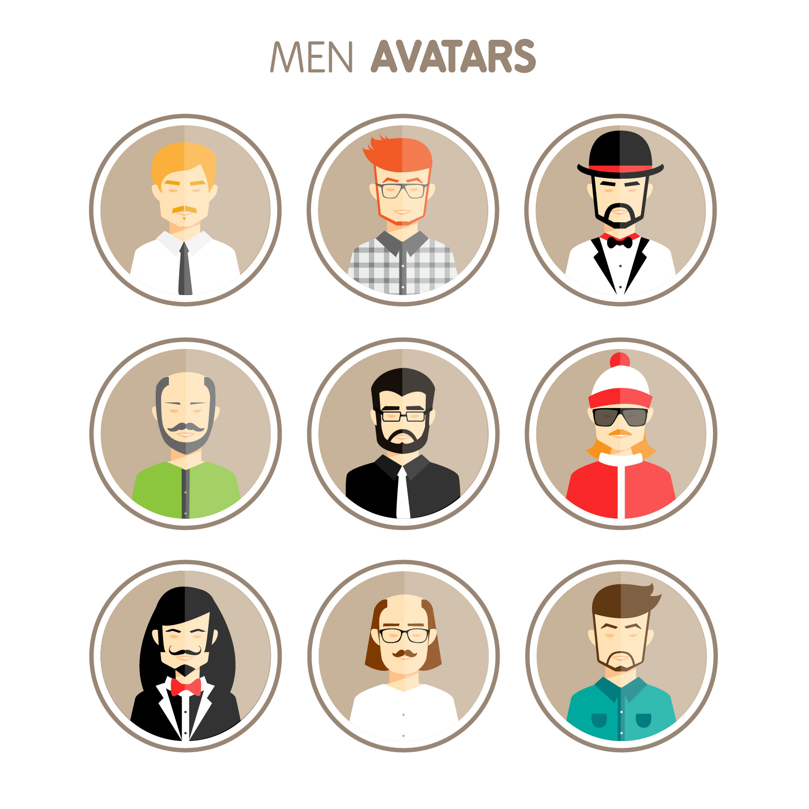 Download FREE 30+ Vector People Avatars Set in PSD
