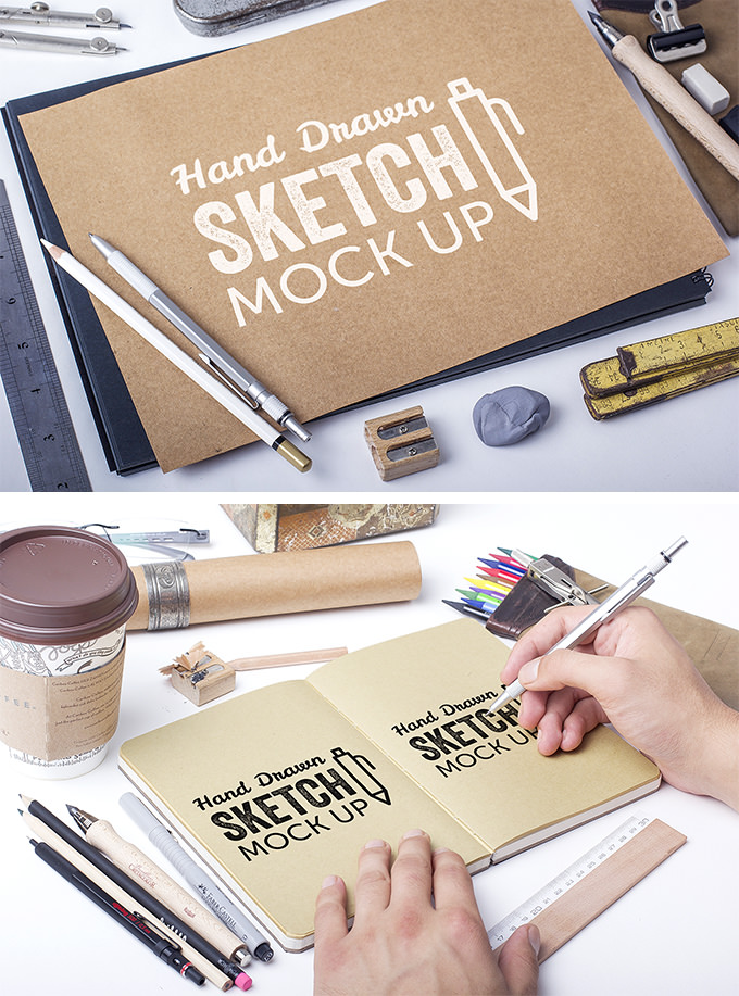 Download FREE 20+ Fantastic PSD Hand Drawn Sketch Book Mockups in ...