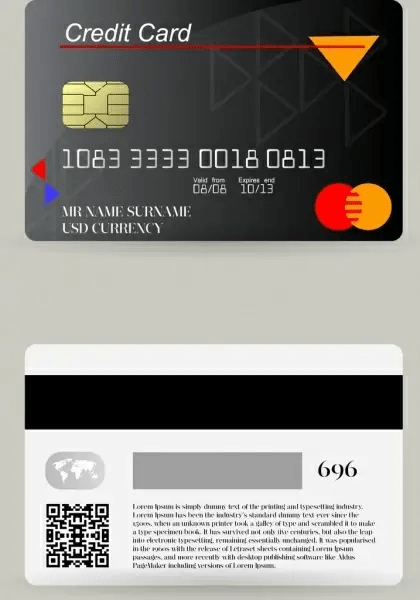 Credit Card Template Dark Grey Decor Realistic Design