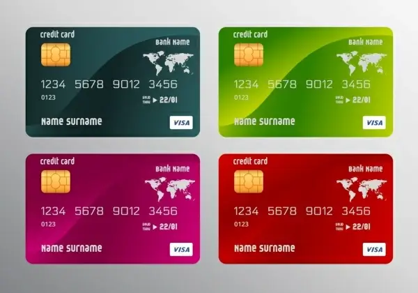 Credit Card Templates Realistic Multicolored Design