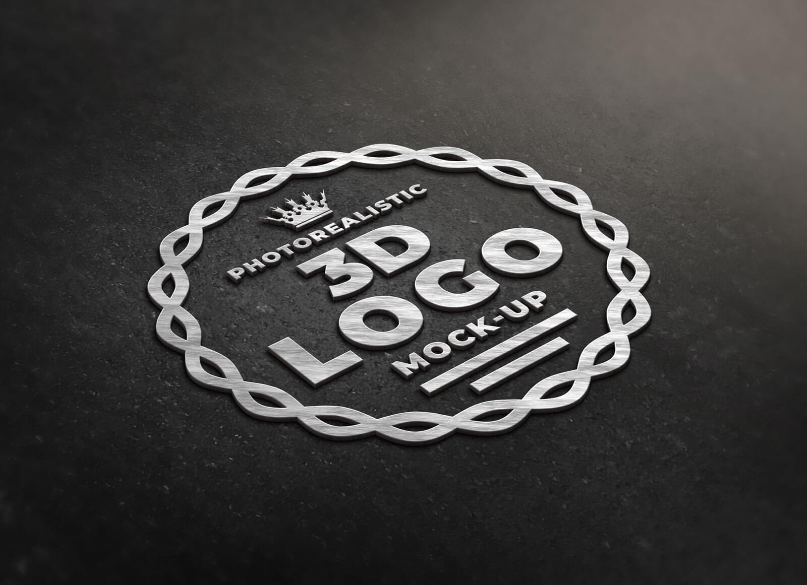 Free Photorealistic Steel 3D Logo Mockup PSD