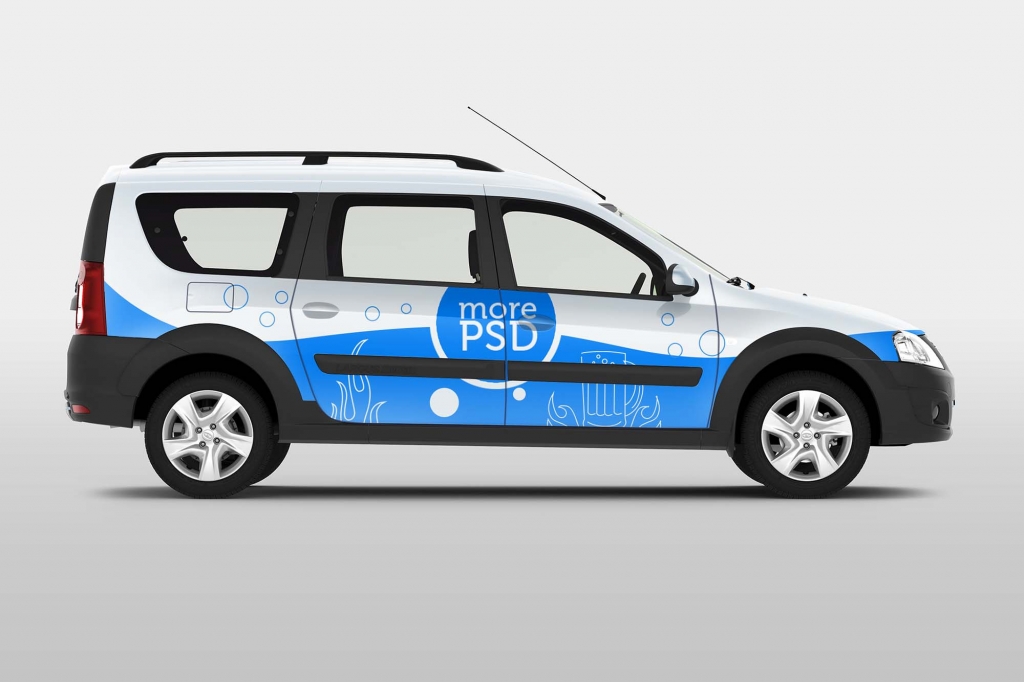 Free Van Car Branding Mockup (PSD)