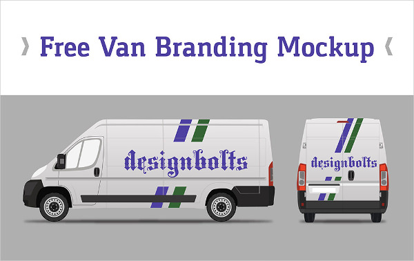 Free Van Vehicle Branding Mockup PSD