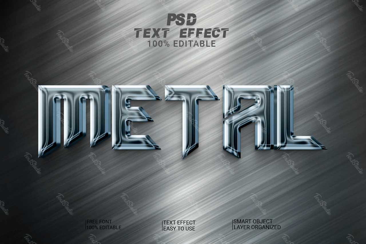 Metal Chrome Shiny Silver Futuristic 3D Text Effect