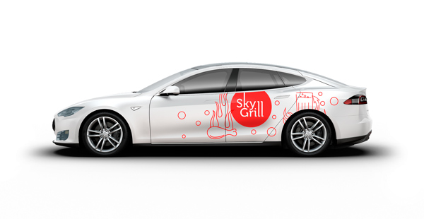 Tesla S car branding mock up