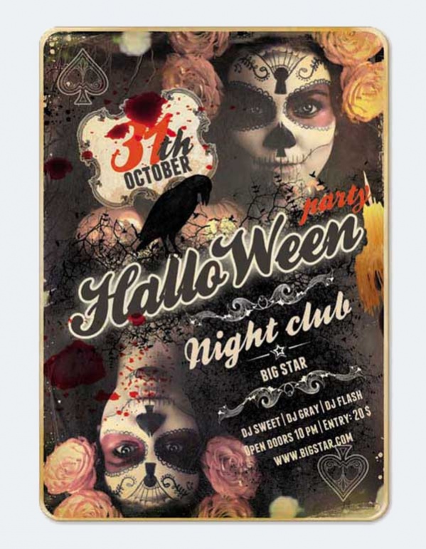 Free PSD Vintage Halloween Party Flyer Design