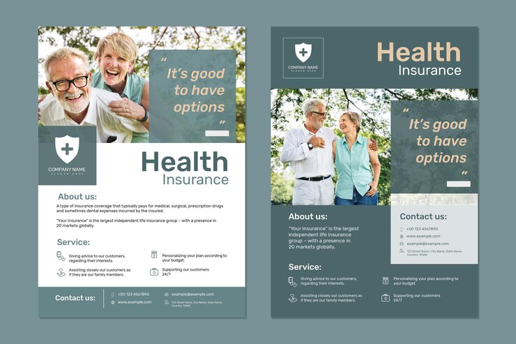 Health insurance template psd with editable text set