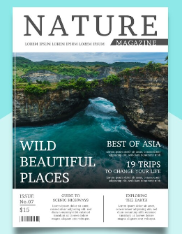 Modern Nature Magazine Cover Template with Photo