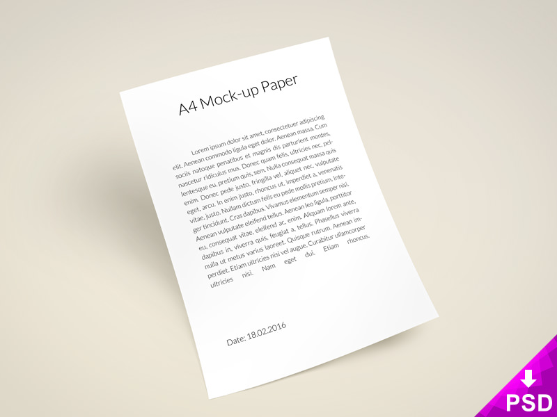 A4 paper Mockup PSD