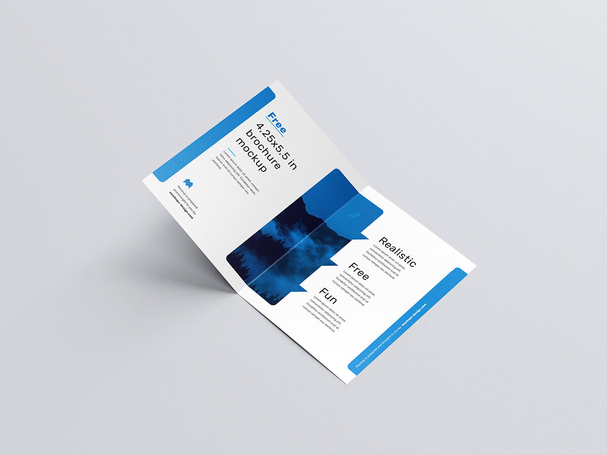 Bifold Brochure Mockup with 5 Angles and White Background