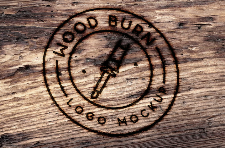 Burned Wooden Logo Mockup for Free