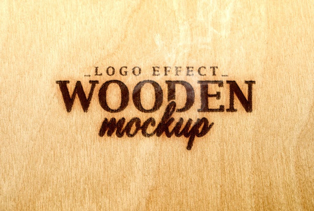 Close Up On Wooden Logotype Mockup Psd