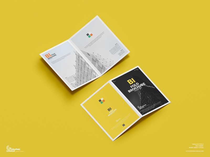 Free A4 Bi-Fold Brochure Mockup PSD