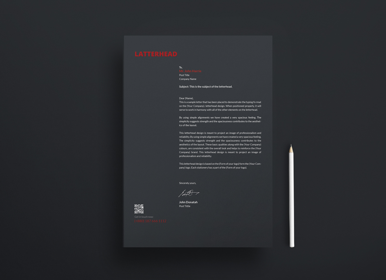 Free Letterhead Paper Mockup PSD