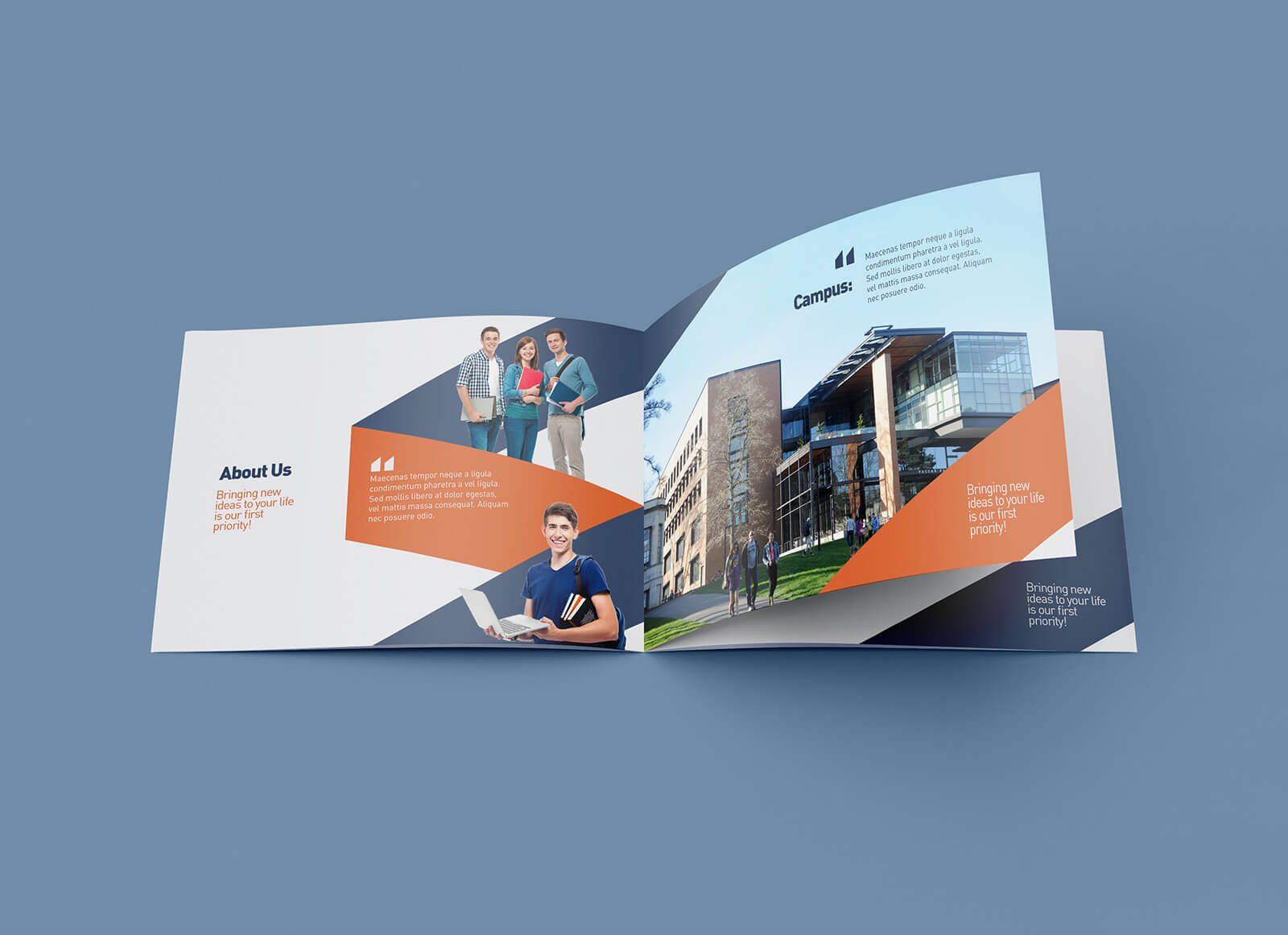 Free Opened Landscape Bi-Fold Brochure Mockup PSD