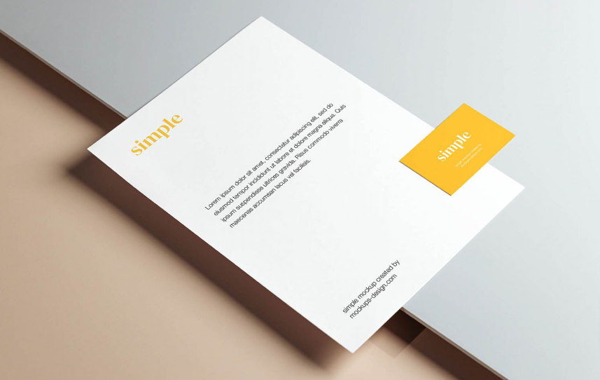 Free Letterhead with Business Card Mockup