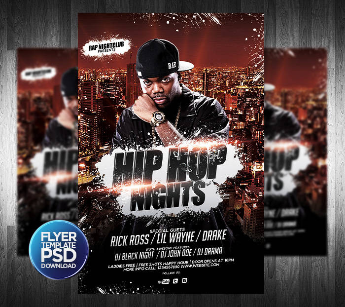 Hip Hop Music Poster Design PSD