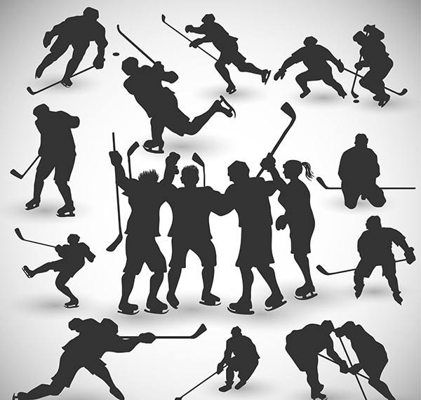 Hockey-players-silhouettes-set