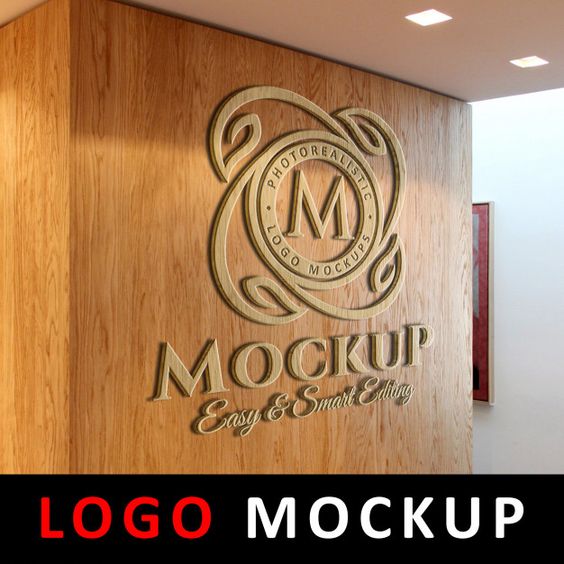 Premium PSD Logo Mockup 3d Wooden Logo