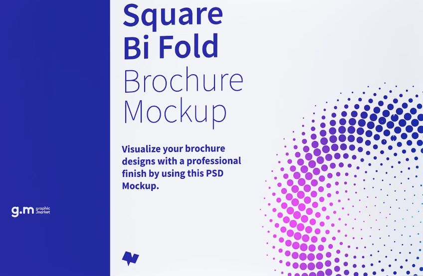 Square Bi Fold Brochure Mockup