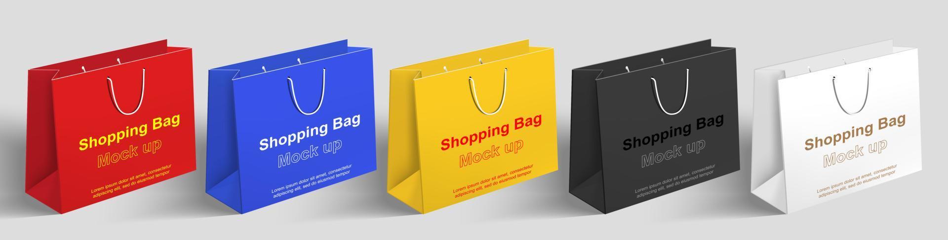 5 Colourful Shopping Bag Mockup PSD Free