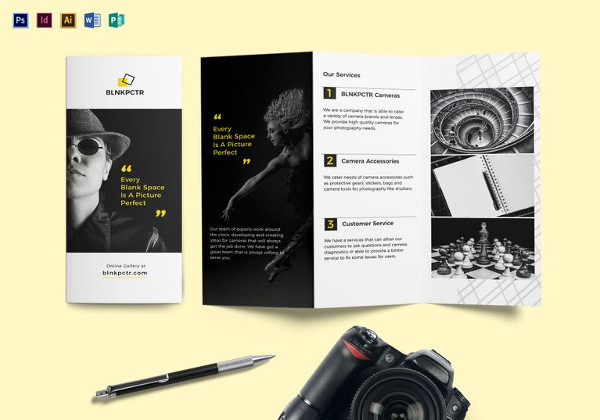 Blank Photography Tri-fold Brochure Template in PSD