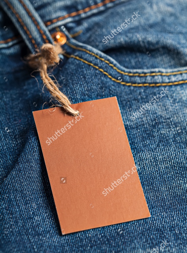Cloth label tag blank brown mockup