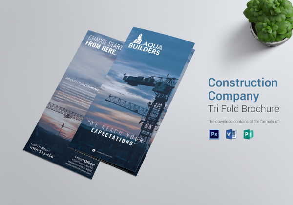 Construction Company Tri Fold Brochure Template