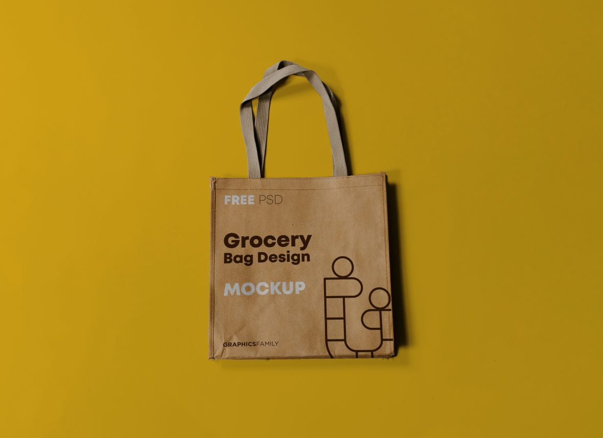 Free Grocery Bag Design Mockup