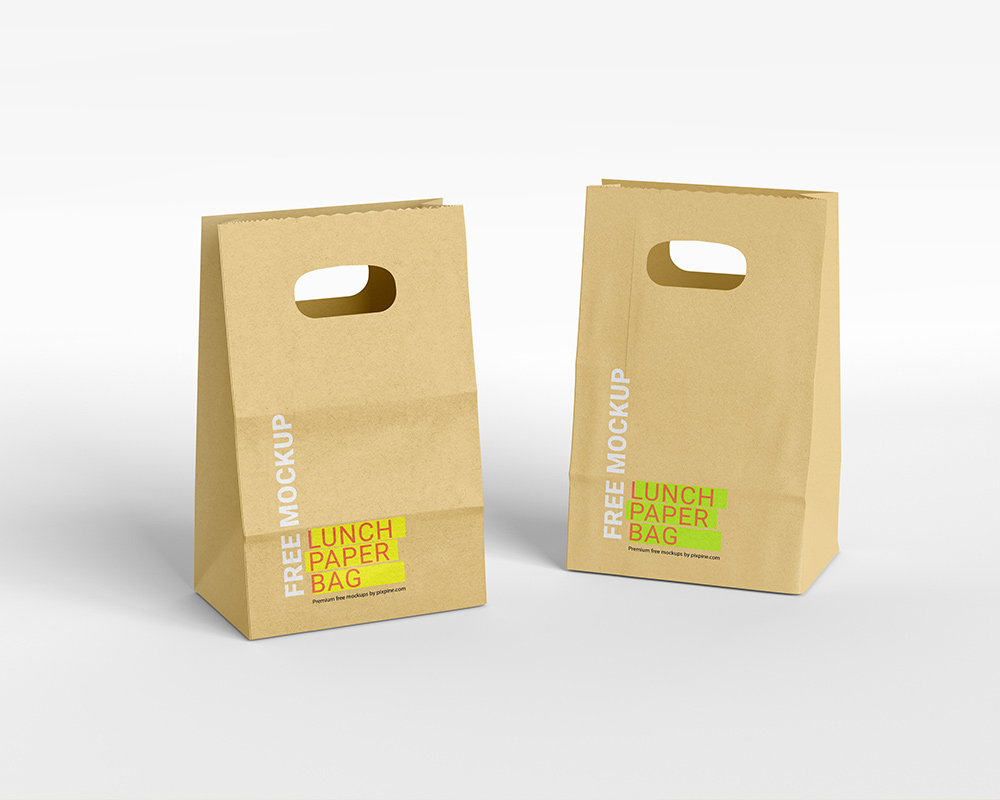 Free Lunch Kraft Paper Bag Mockup