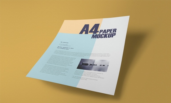 Free Textured A4 Paper Mockup PSD